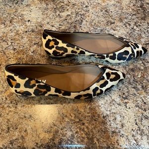 French Sole New York Size 8, Peppy Haircalf Leopard Print Flats - Worn Twice